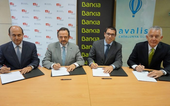 Conveni BANKIA, ICF i Avalis, (Josep Lores, Josep Ramon Sannromà, Manel López i Joaquim Saurina respectivament)